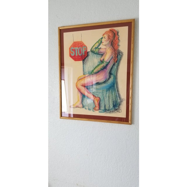 Mid-Century Modern 80s Lana L Bem Pastel Nude Woman Painting For Sale - Image 3 of 11