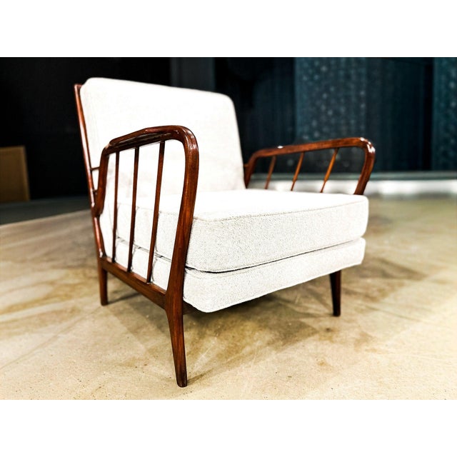 Mid-Century Brazilian Armchairs by Rino Levi, Hardwood & Boucle, 1960s For Sale - Image 13 of 16
