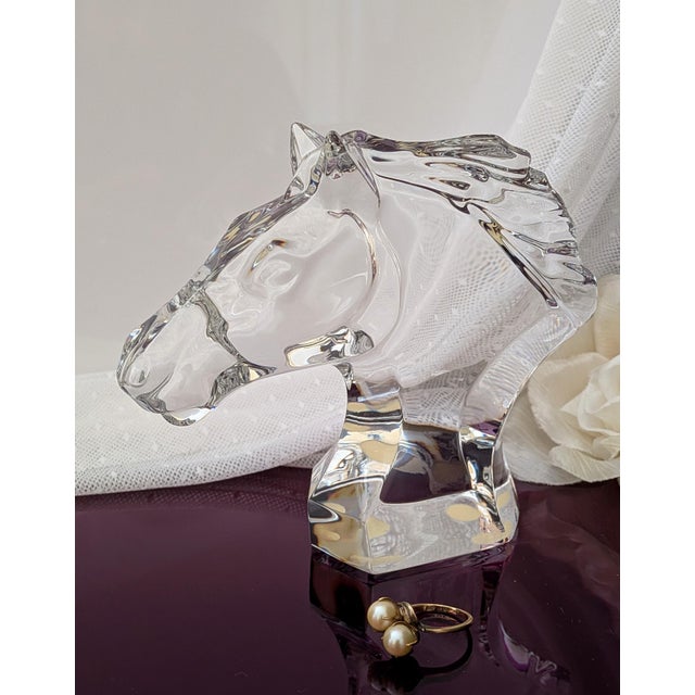 Glass Baccarat Crystal Horse's Head Paperweight/Figurine For Sale - Image 7 of 9