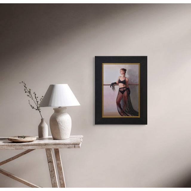 Early 21st Century A Night to Remember by Kirsten Savage | Oil on panel Portrait of a woman in a black outfit. For Sale - Image 5 of 5