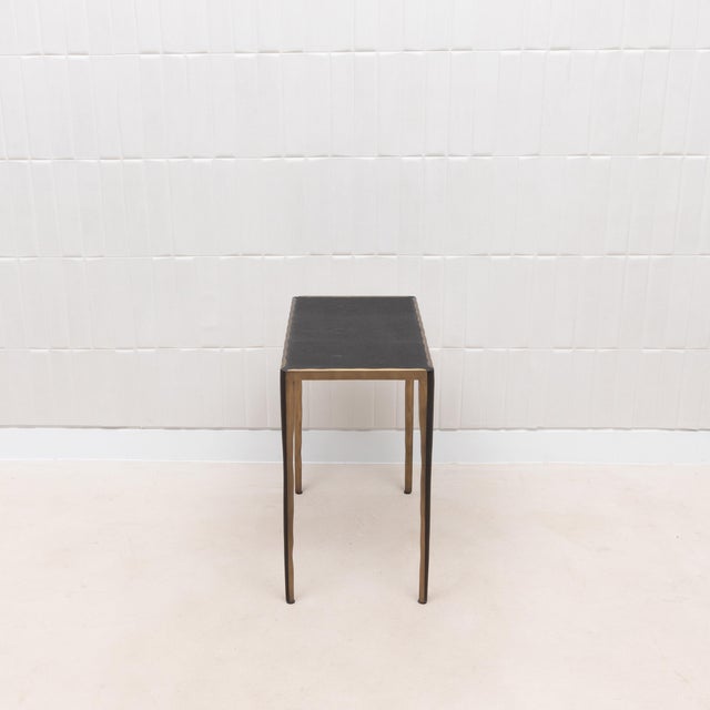 Set of Nesting Tables in Black Shagreen With Bronze Patina Brass by R&y Augousti For Sale - Image 11 of 12