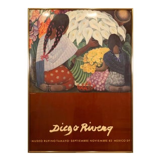 Diego Rivera Museo Rufino Tamayo Mexico Vintage Exhibition Poster Framed 1983 For Sale