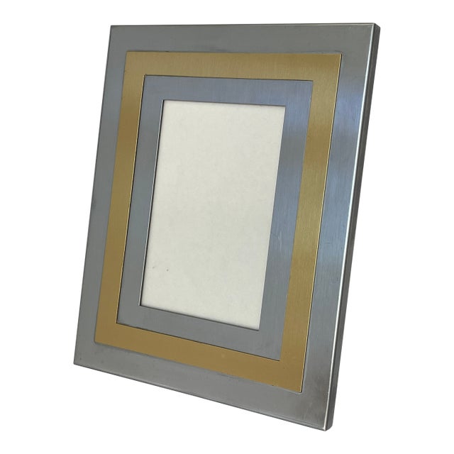 Italian 1970's Steel and Brass Picture Frame For Sale