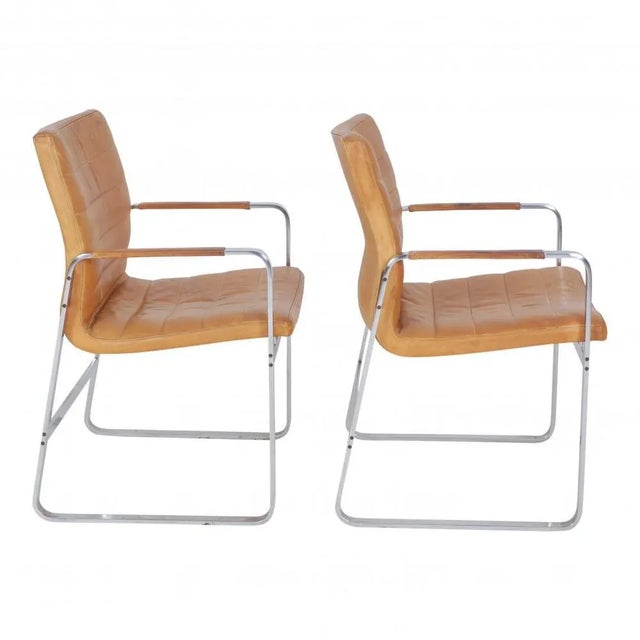 Set of Bo-850 Armchairs in Patinated Leather by Jørgen Lund and Ole Larsen For Sale - Image 3 of 5