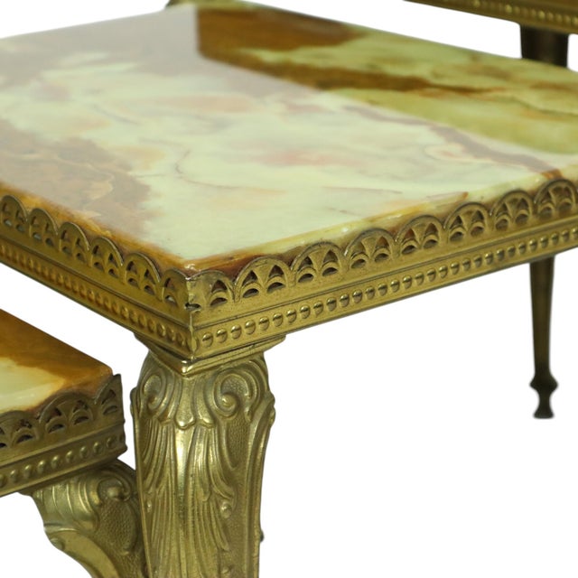 Hollywood Regency Nesting Tables in Onyx and Marble, 1950s, Set of 3 For Sale - Image 10 of 17