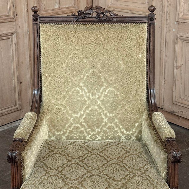 Burnt Umber Pair of 19th Century French Louis XVI Walnut Armchairs ~ Bergeres For Sale - Image 8 of 17