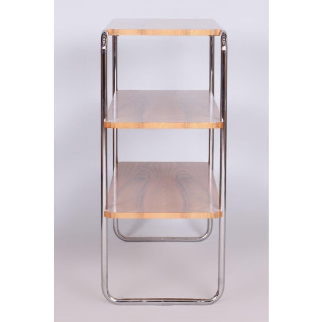 Czech Bauhaus Etagere in Walnut and Chrome-Plated Steel from by Kovona, 1940s For Sale - Image 6 of 9