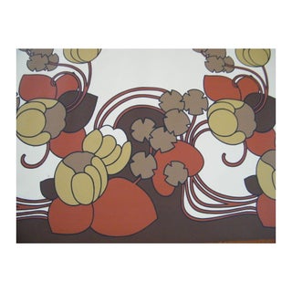 Vintage 1970s Wallpaper Roll in Brown & Orange For Sale