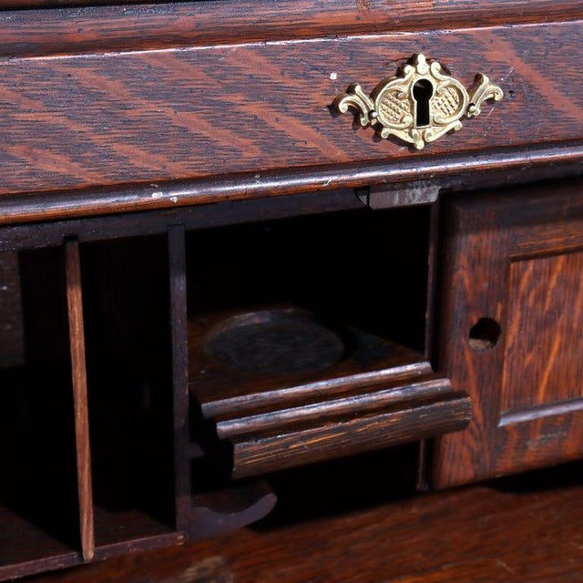Antique Rj Horner Oak Ladies Roll Top Desk C1910 For Sale - Image 10 of 18