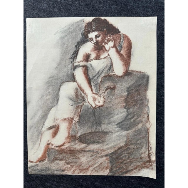 After Pablo Picasso, Woman at the Fountain, 1921, Chalk on Paper For Sale - Image 13 of 13