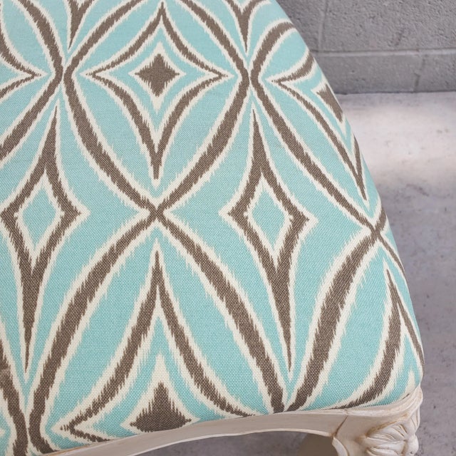 1980s French Provincial Chair Painted Ivory, New Upholstery For Sale - Image 4 of 12