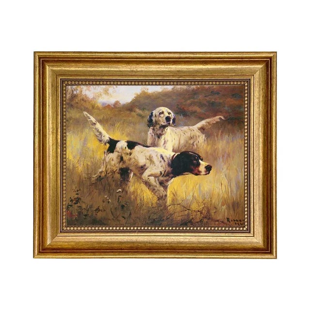 Not Yet Made - Made To Order "English Setters" Print on Canvas in Antiqued Gold Frame- an 8" X 10" Framed to 11-1/2" X 13-1/2" For Sale - Image 5 of 5
