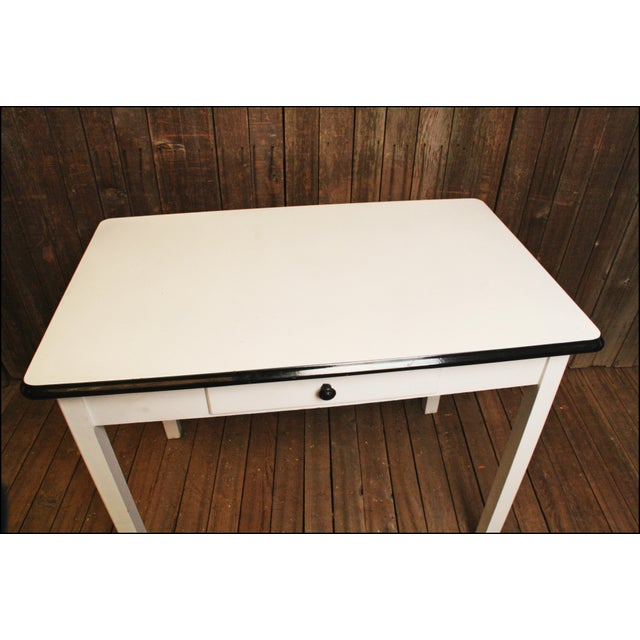 Vintage Enamel Top Farm Table Chairish