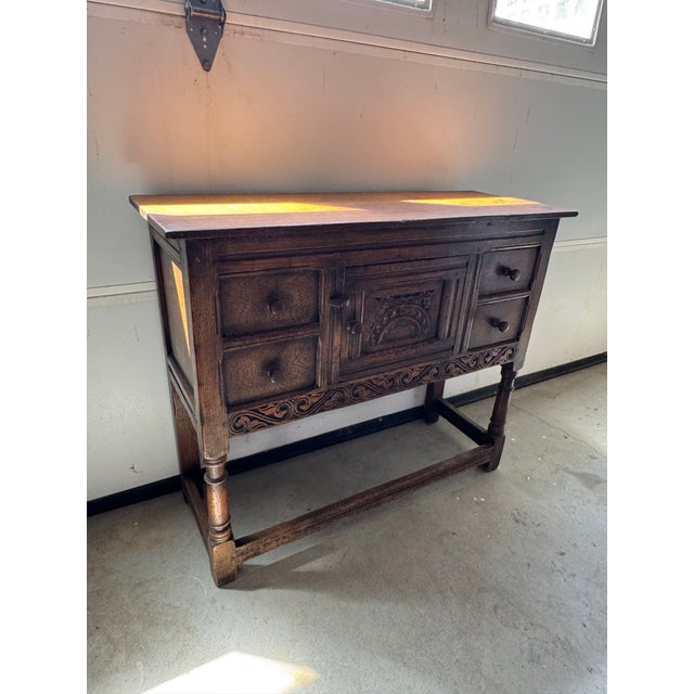Vintage Teeangee Ipswich England Carved Wood Side Cabinet For Sale - Image 4 of 13
