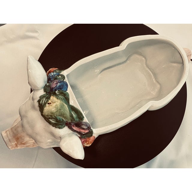 Late 20th Century Vietri Italian Ceramic Pig Tureen With Fruit Finial Lid For Sale - Image 14 of 18