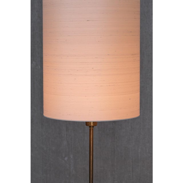 Cream Swedish Modern Floor Lamp in Brass and Cream Silk Shade from FMK Belysning, Sweden, 1950s For Sale - Image 8 of 10