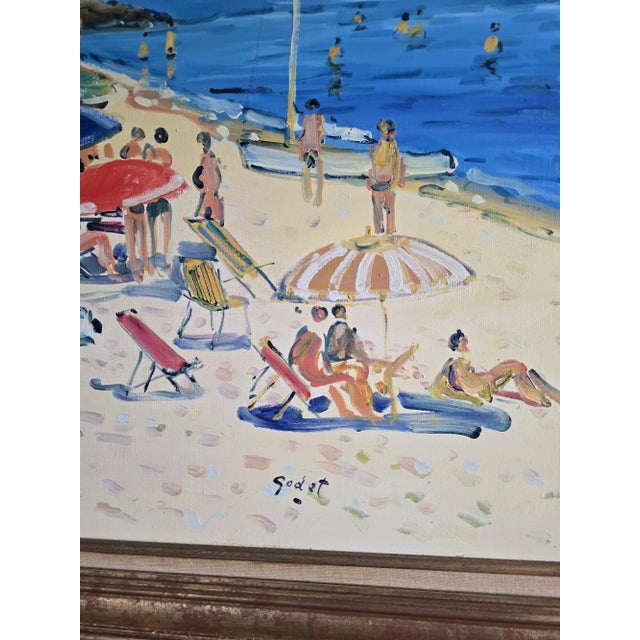 Vintage Fine Art Signed Beach Painting Mid Century Era For Sale - Image 10 of 12