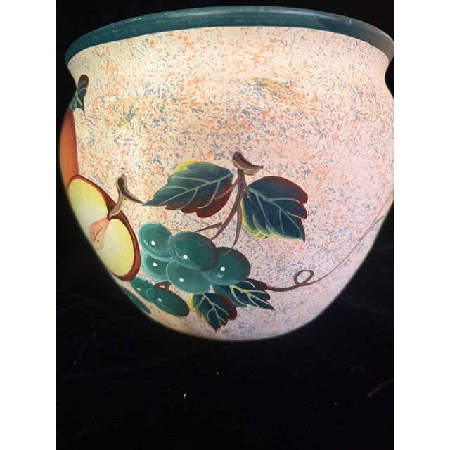 1980s Apple-Motif Ceramic Jardiniere For Sale - Image 4 of 11