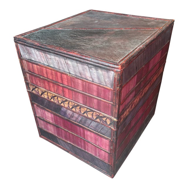 1930 Indonesian Sasak Lontar Palm Wedding Dowry Storage Box For Sale