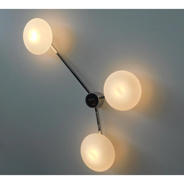 Fabio Ltd Trio Polished Chrome Matte White Glass Flush Mount by Fabio Ltd For Sale - Image 4 of 6