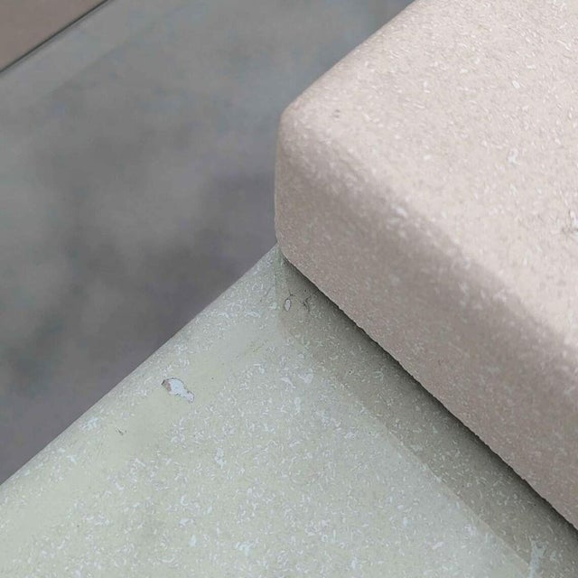 Eggshell Postmodern Plaster & Glass Side Table, 1980s End Table For Sale - Image 8 of 10