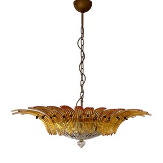 Murano Pendant Light in Amber Glasses, 1990s For Sale