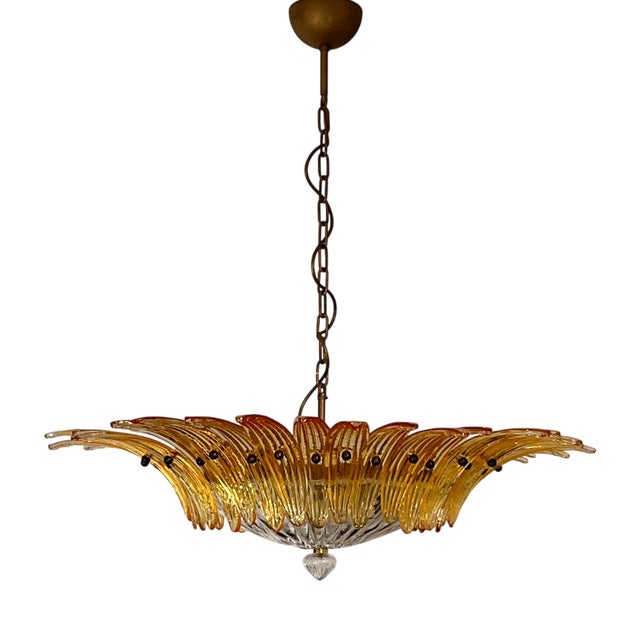 Murano Pendant Light in Amber Glasses, 1990s For Sale