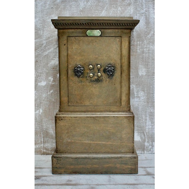 Antique French Stand Up Safe on Oak Base from Petit Jean, 1870 For Sale - Image 12 of 12