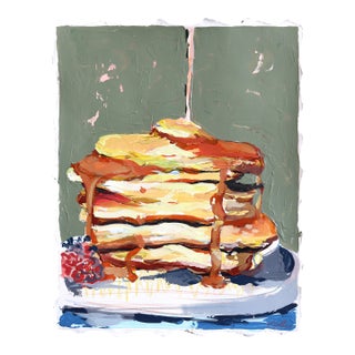 Stacks - Original Gold and Green Abstract Mixed Media Work on Paper by Kellie Newsome For Sale