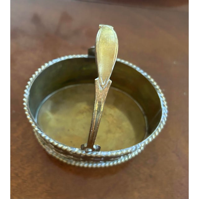 Traditional Mid 20th Century Vintage Mini Brass Woven Basket For Sale - Image 3 of 4