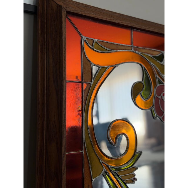 Vintage Artglas Reverse Painted Mirror — Art Nouveau Floral Panel, Hollywood Regency Statement, 1970s For Sale - Image 12 of 12