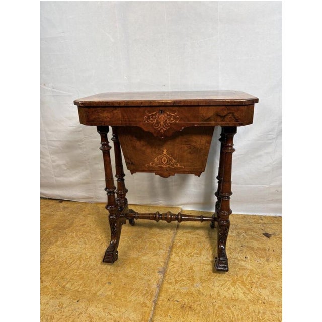 Victorian Burr Walnut Sewing Worktable, 19th Century For Sale - Image 3 of 16
