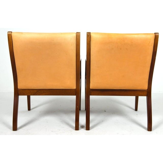 Mid 20th Century Mid 20th Century Pair Danish Modern Leather Armchairs For Sale - Image 5 of 10