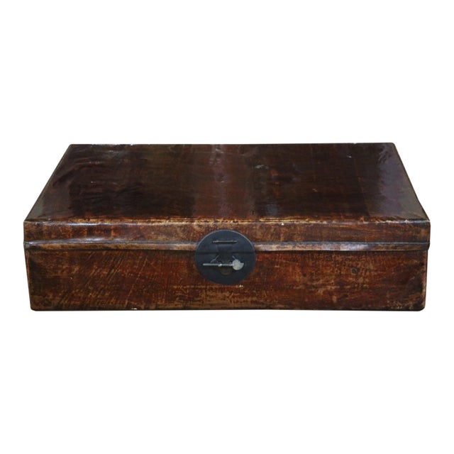 Chinese Red Leather Trunk For Sale