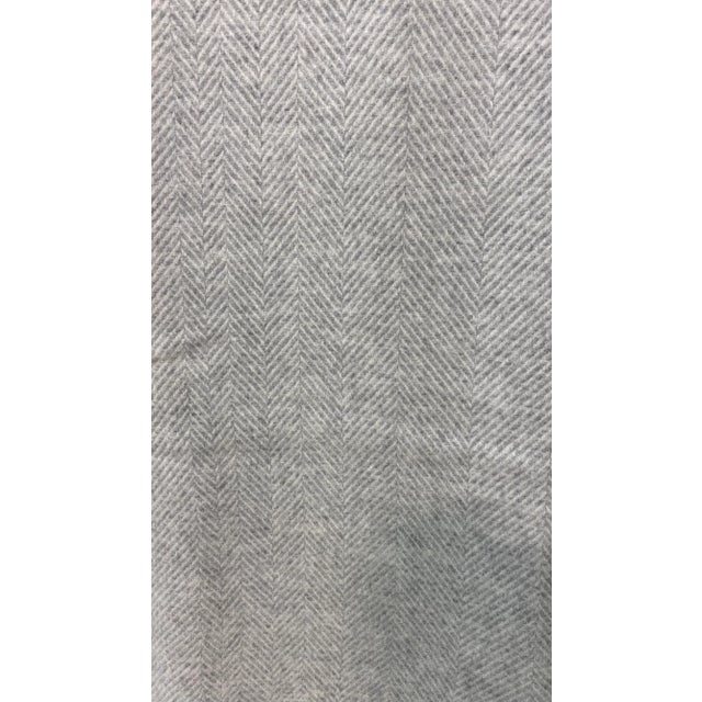 Merino Lambswool Throw In A Classic Heather Grey Chevron /Herringbone Pattern- Made in England A versatile throw in a...