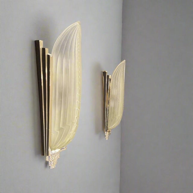Late-20th Century Pair Genet et Michon Style Art Deco Wall Sconces France For Sale - Image 11 of 18