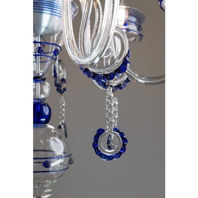 Art Deco Cobalt Blue Murano Glass Chandelier by Gino Cenedese for Cenedese, 1940s For Sale - Image 6 of 18