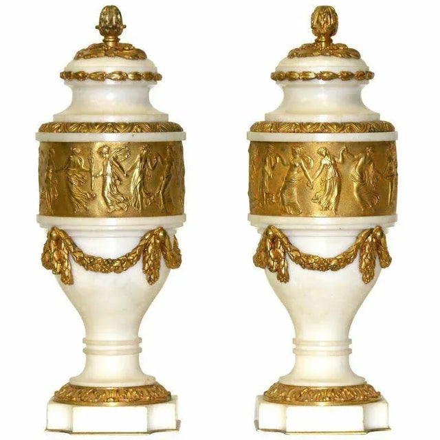 Circa 1860 Signed Colin Paris Marble Gilt Bronze √¢¬Ä Vases' Cassolettes- a Pair For Sale - Image 10 of 10