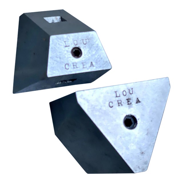 Pair of Mid-Century Modernist Industrial Sculpture Steel Billet 1954 Machinist Made, Signed For Sale