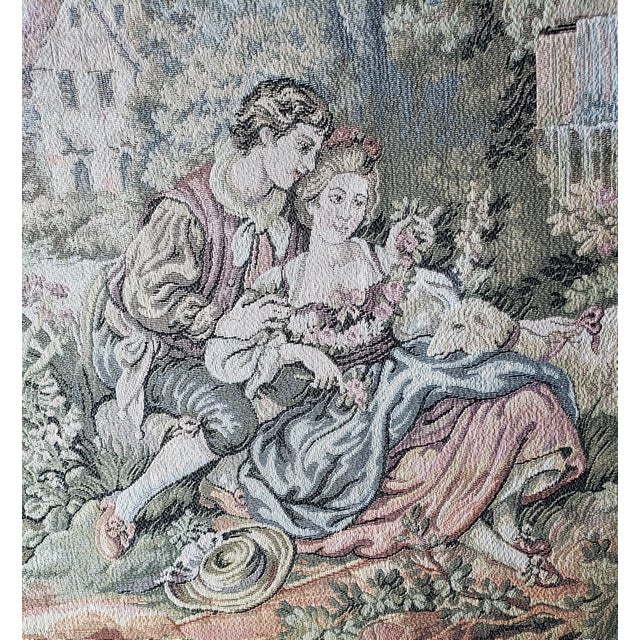 Vintage French Woven Needlepoint Panel - Boucher "Noble Pastorale" - 25x25 For Sale - Image 10 of 12
