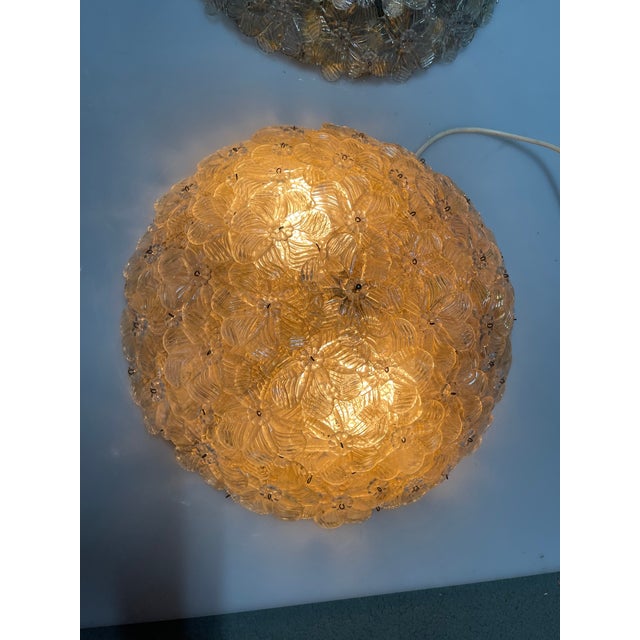 Murano Glass Flower Flushmounts from Seguso, 1960s, Set of 2 For Sale - Image 6 of 13