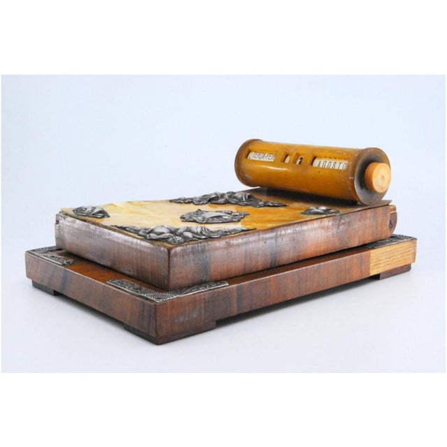 Wooden and Bakelite Notepad Holder with Silver Applications For Sale - Image 11 of 12