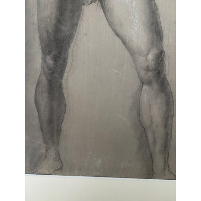 Black 1900s Academic Study Nude Male Florentine School - Unsigned Ink For Sale - Image 8 of 8