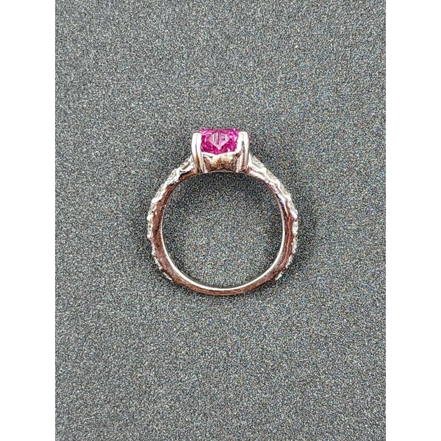 Pink 0.60 Ct Natural Pink Sapphire & Diamond Ring, Size 4.5 For Sale - Image 8 of 10