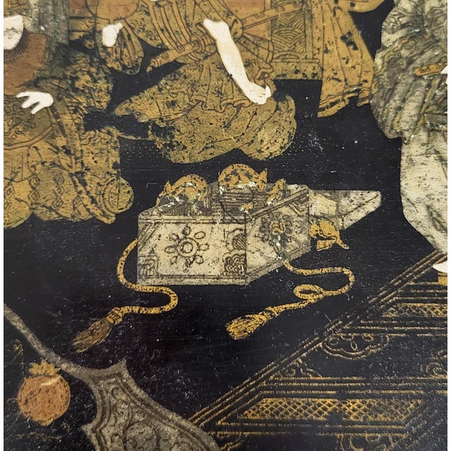 Antique Japanese Black Lacquered Chinoiserie Gilt Painted Jewelry Box For Sale - Image 14 of 16
