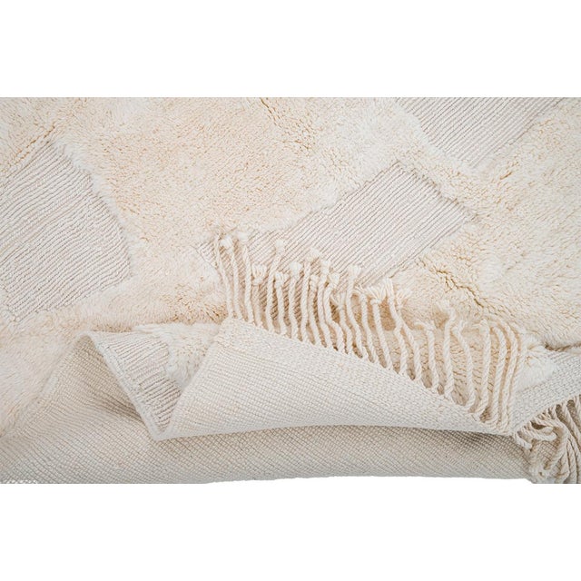Ivory Textured Organic Hand-Knotted Wool Rug | 9'10" X 6'9" | One of a Kind For Sale - Image 8 of 8