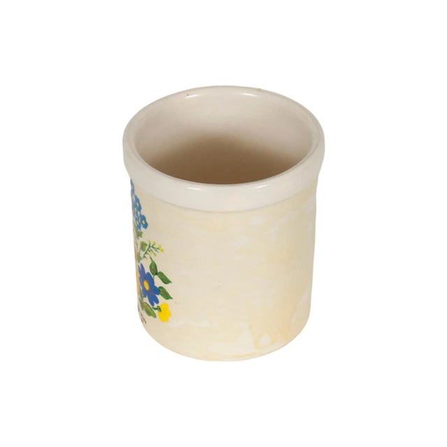 Hand Painted Floral Stoneware Jar For Sale - Image 4 of 7