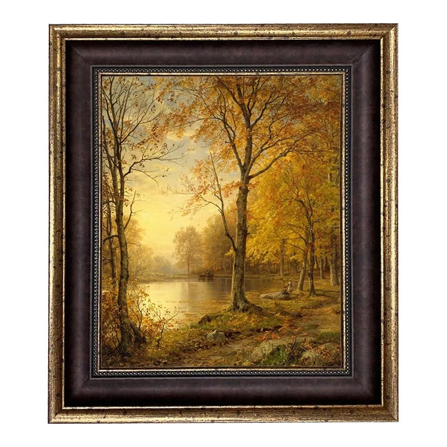 Indian Summer Autumn Landscape Contemporary Reproduction Print on Canvas, Framed For Sale