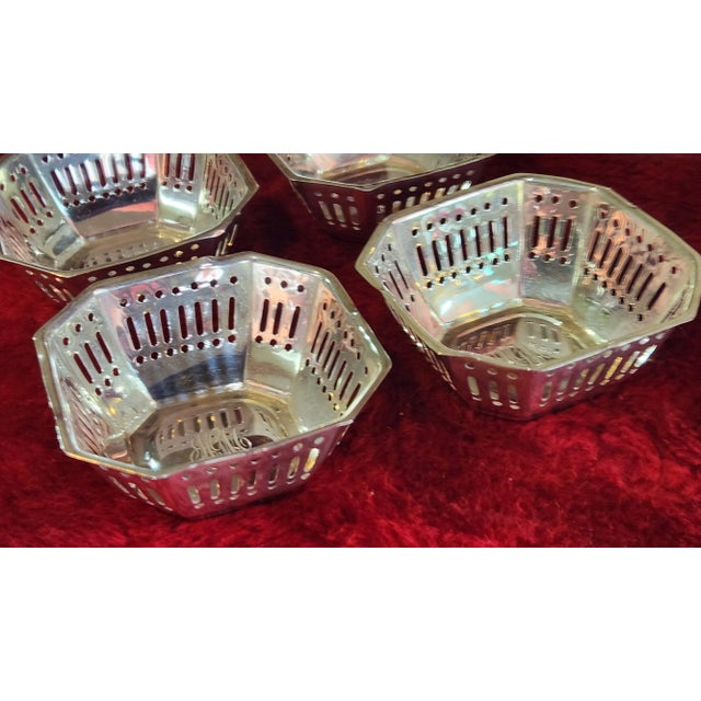 1930s Shreve, Crump & Low Co. Sterling Silver Pierced Nut Bowl Dishes, Monogrammed- Set of 6 For Sale In Denver - Image 6 of 7