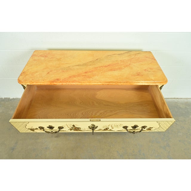 Wood Baker Furniture Style French Regency Louis XVI Chinoiserie Cream Lacquered Dresser Chests, Pair For Sale - Image 7 of 11